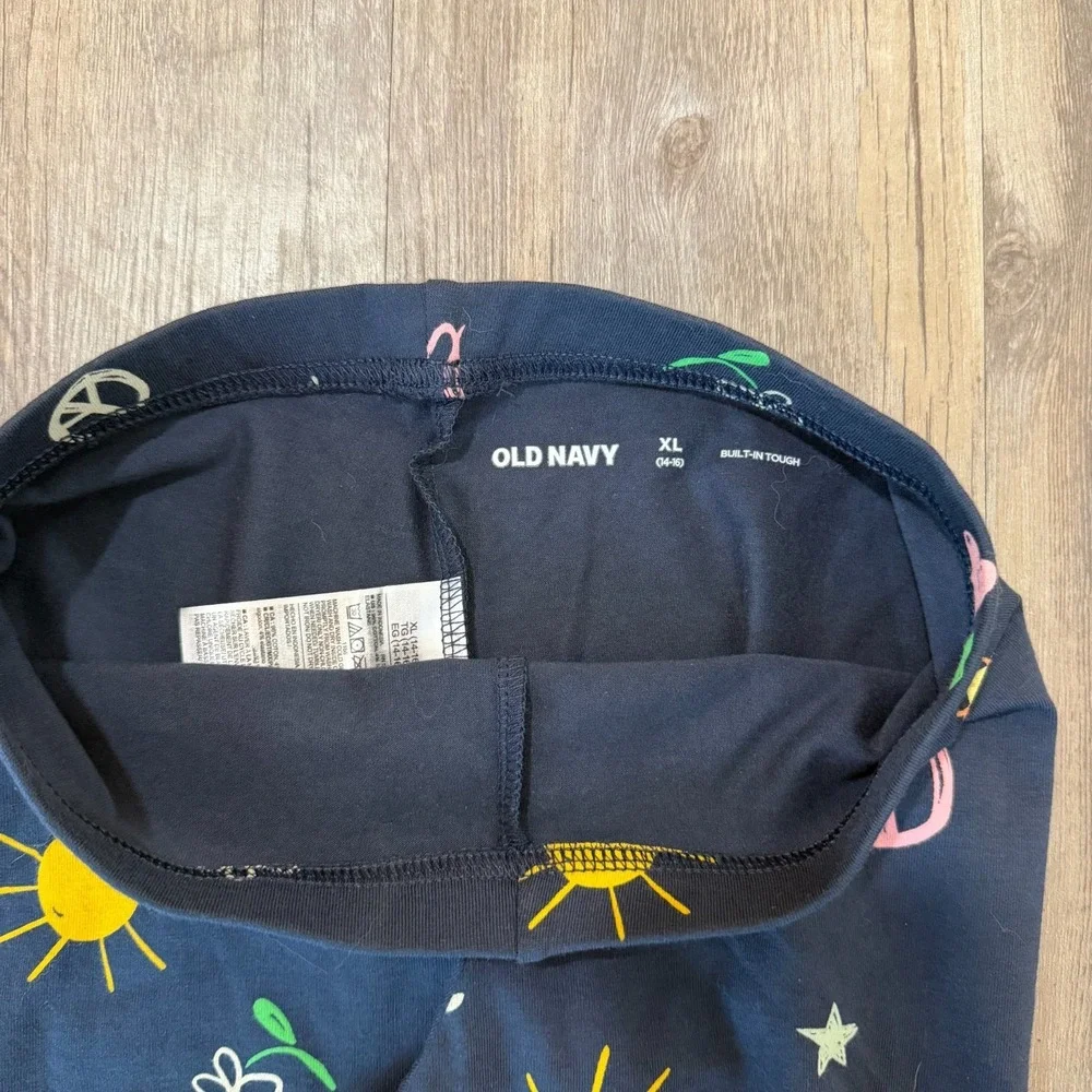 Old Navy Leggings Girls XL (14-16) Multicolor Printed Logo Cotton Running Yoga‎